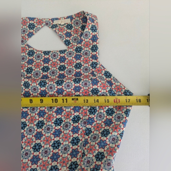 Anthropologie Tulle Red White Blue Stain Glass Fit and Flare Midi Dress Size M - Picture 9 of 11